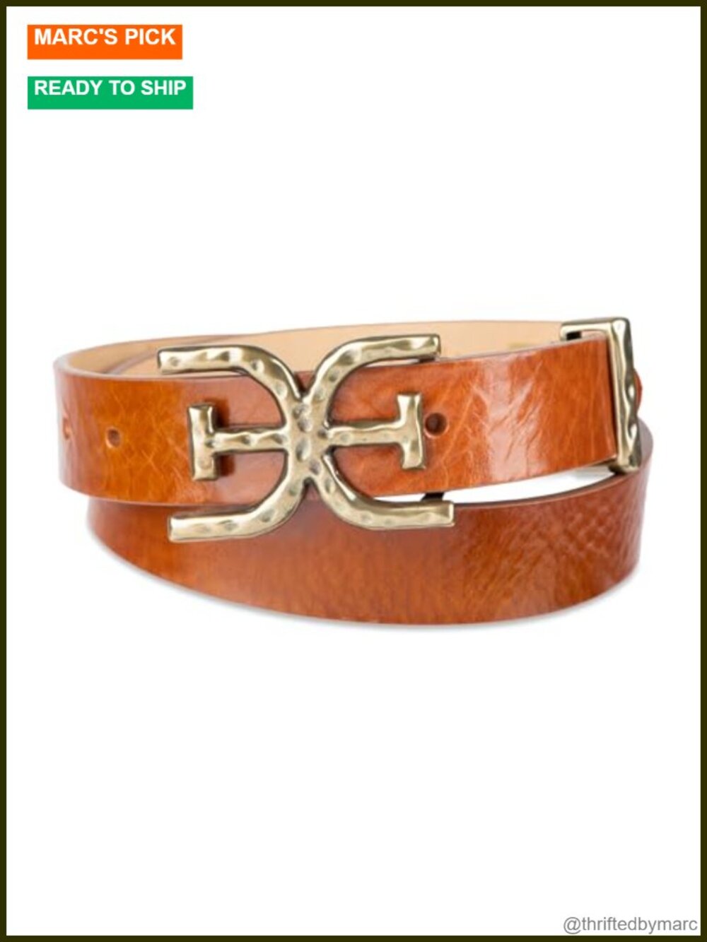 Women's Hammered Double-E Buckle Leather Belt 1.25" Wide